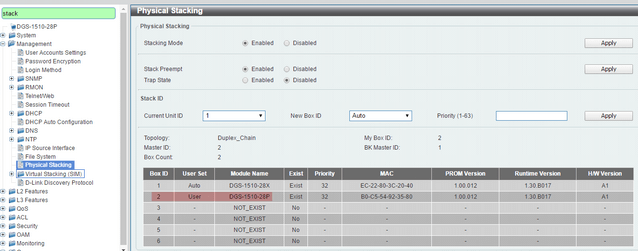 DGS-1510 Series setup the order of stack priority